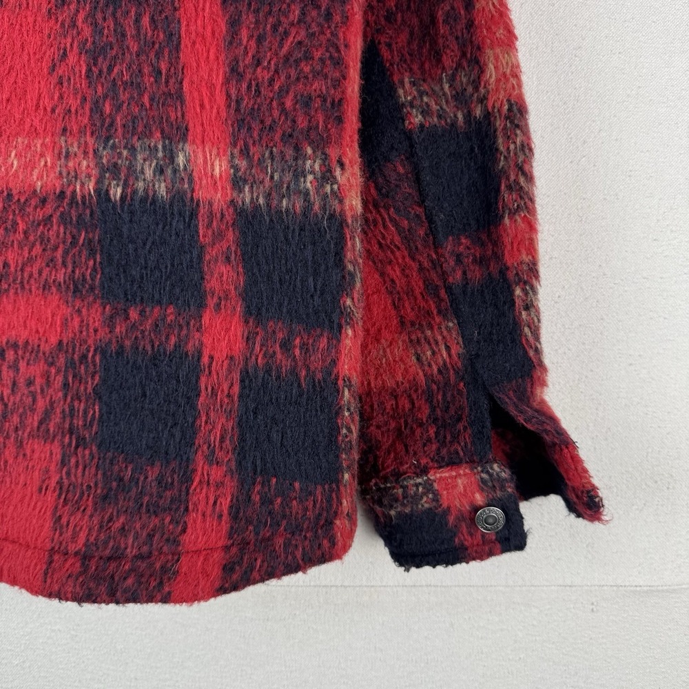 Levi's Trucker Jacket Buffalo Plaid Zipper Button Wool Blend Red Women's XS - Picture 8 of 14